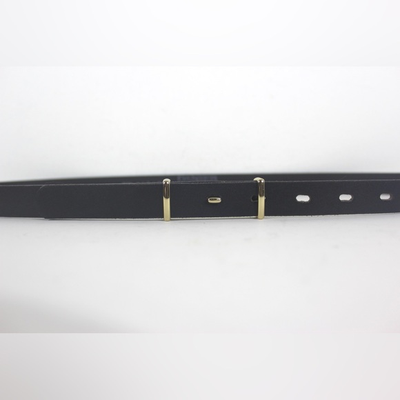 34”-38” DANIER Black Skinny Smooth Leather Belt - Picture 3 of 8
